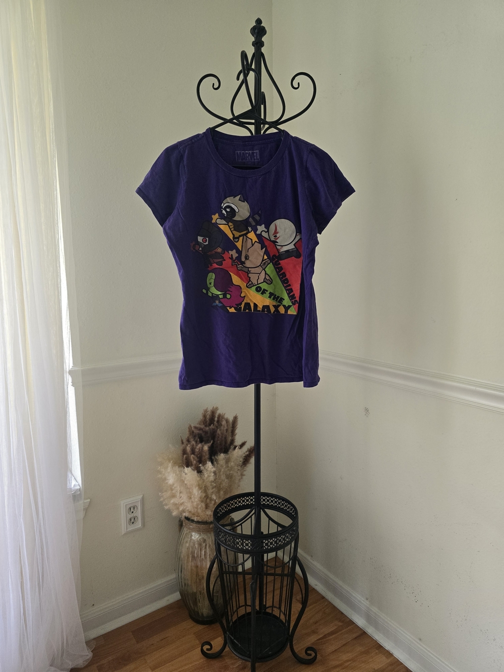 Marvel Purple Short Sleeve Tee with Colorful Character Graphic